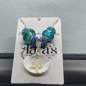 Blue and Silver Starfish Shell Necklace